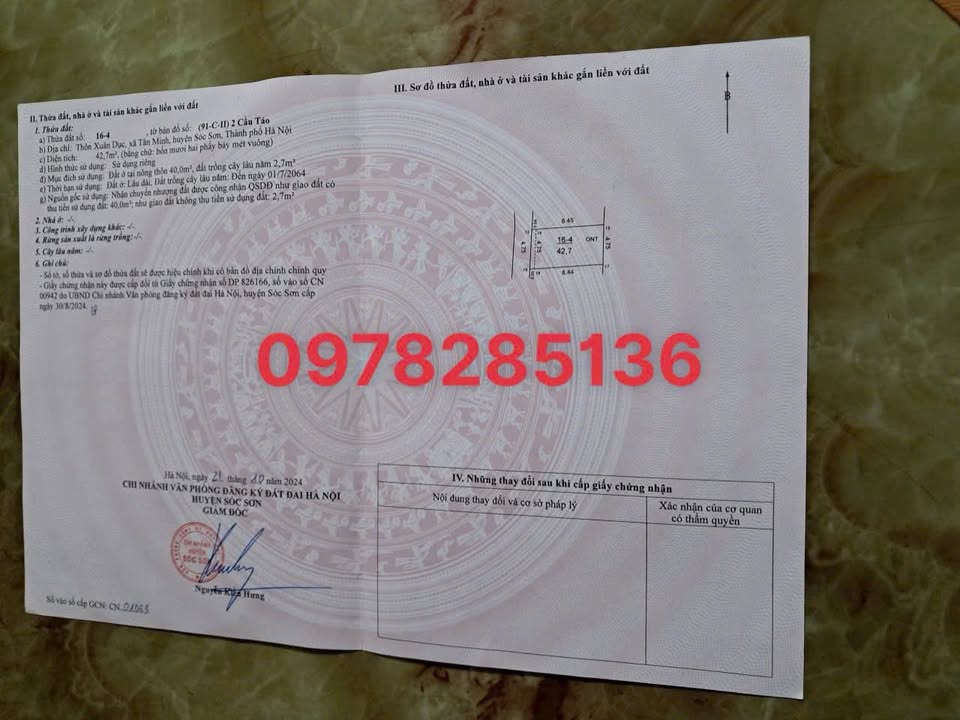 Đất nền Tân Minh, Sóc Sơn 43m² giá chỉ 900 triệu - Sổ đỏ chính chủ!