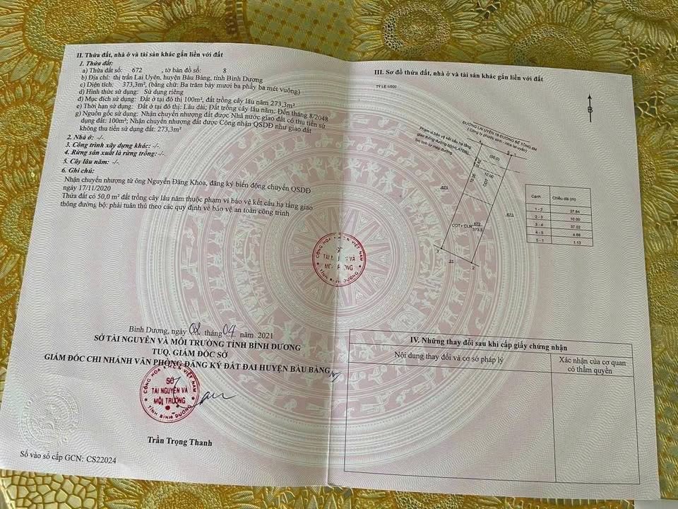 Đất Thổ Cư 373m² Thị Trấn Lai Uyên, Bàu Bàng, 1.95 tỷ - Sổ Hồng Chính Chủ!