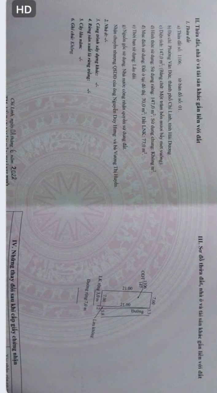 Lô Góc 2 Mặt Tiền Đường Hòa Bình Chí Linh 150m² giá 2 tỷ - Đầu tư sinh lời cực tốt!