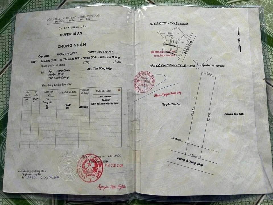 Đất thổ cư 100m² tại Tân Đông Hiệp, Dĩ An chỉ 2.09 tỷ - Gần chợ, trường học!