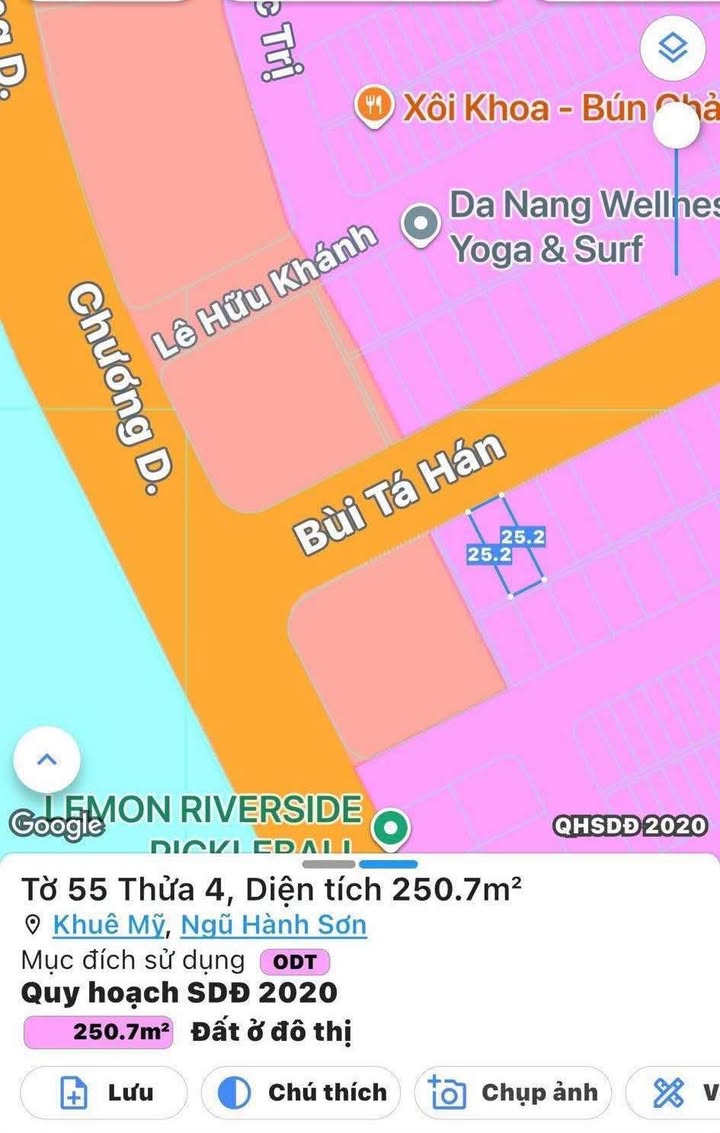 Đất nền Bùi Tá Hán Đà Nẵng 250m² - Sát sông, vị trí đắc địa!