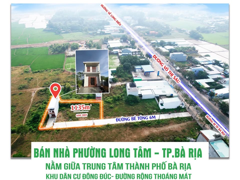 Đất 1 sào tại phường Long Tâm, Bà Rịa - Vũng Tàu 3600m² - Cơ hội đầu tư hấp dẫn!