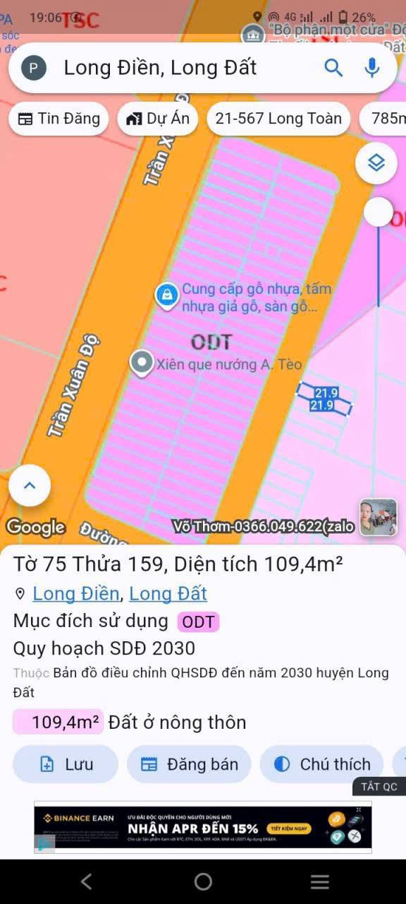 Đất mặt tiền Nhánh số 8, Long Điền 110m² giá 1.79 tỷ - Sổ đỏ chính chủ!