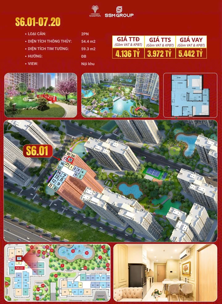 Căn hộ 2PN Tòa S601 - The Origami Bình Thạnh 59m² giá 3.9 tỷ - Nhà mới 100%