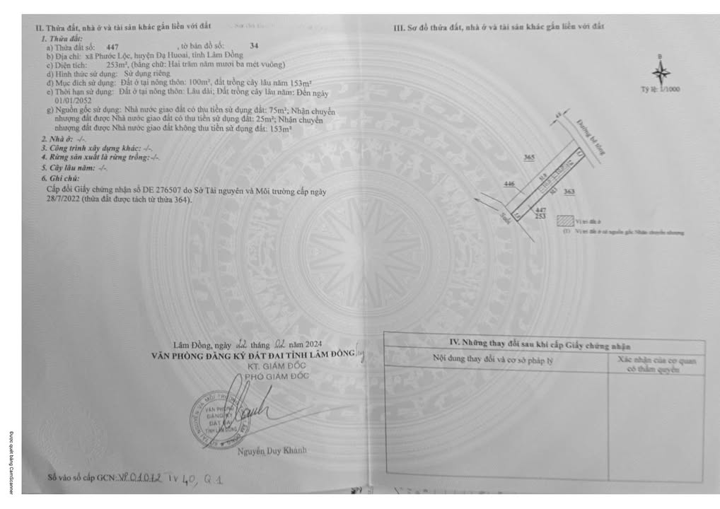 Đất thổ cư Phước Lộc, Đạ Huoai 253m² giá chỉ 1,x triệu/m² - Đường bê tông 6m, đầu tư sinh lời!