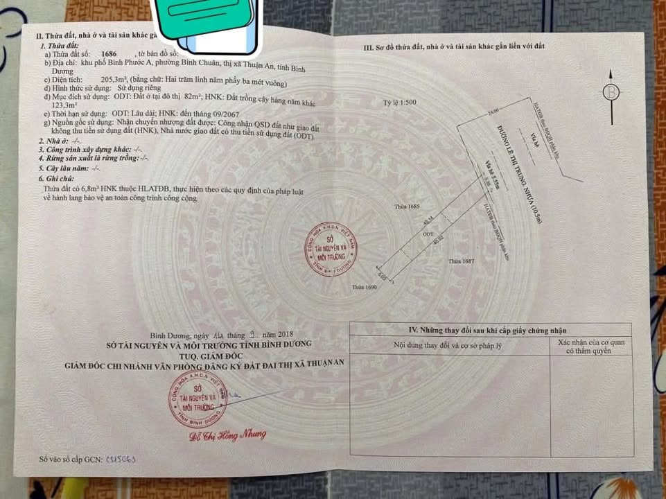 Đất nền mặt tiền đường Lê Thị Trung, Tân Uyên 205m² - Giá tốt cho đầu tư kinh doanh!