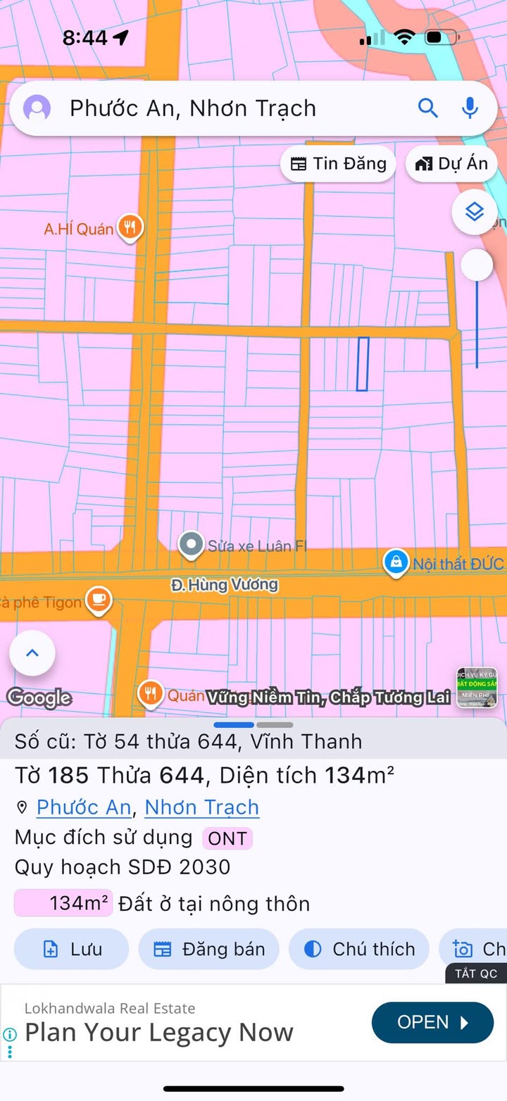 Đất nền Vĩnh Thanh Nhơn Trạch 134m² giá 1.9 tỷ - Đất thổ cư 100% chính chủ!