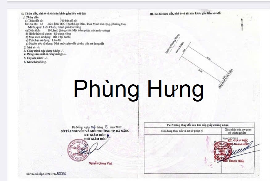 Đất nền mặt tiền Phùng Hưng, quận Liên Chiểu, Đà Nẵng 100m² giá 8 tỷ - Đầu tư sinh lời ngay!