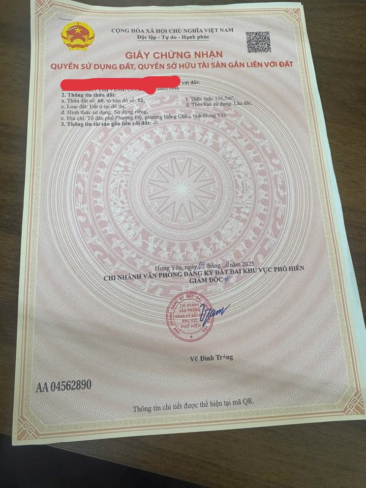 Lô đất đẹp 136,5m² tại Ao Hào Thành, Hưng Yên - Sổ đỏ chính chủ, giá tốt!