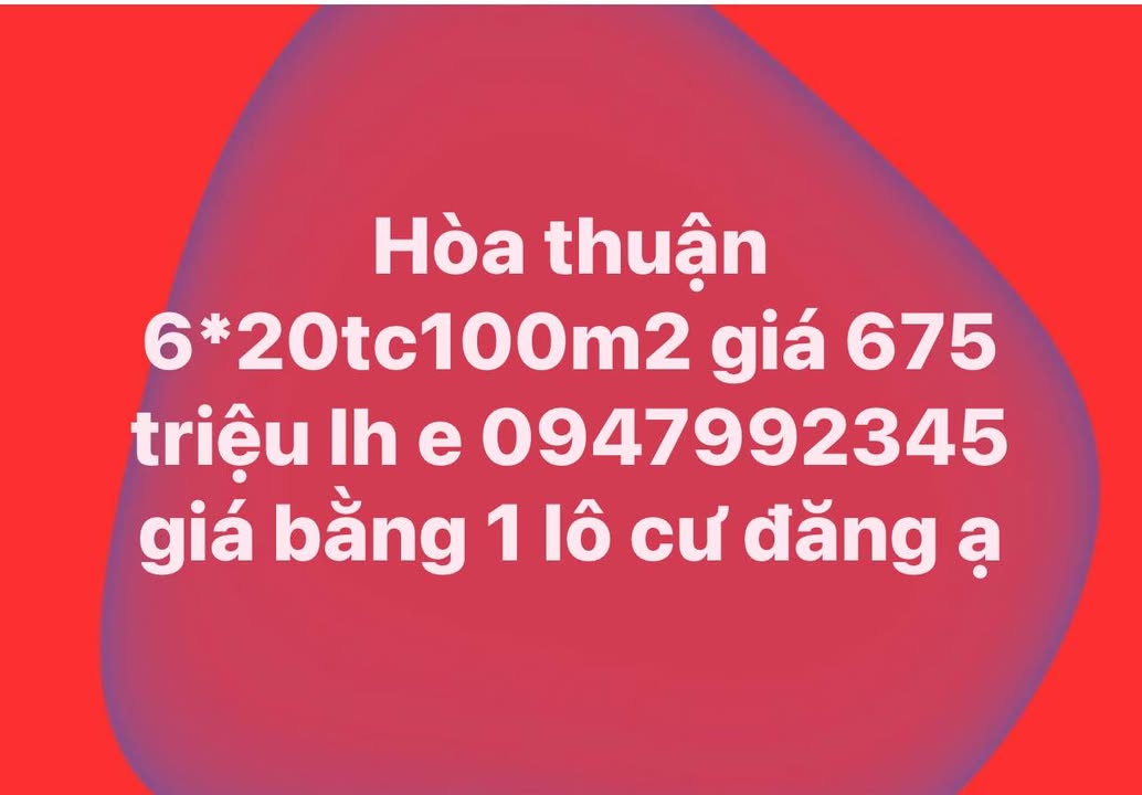 Đất nền Hòa Thuận, Buôn Ma Thuột 100m² giá 675 triệu - Cơ hội đầu tư tốt!