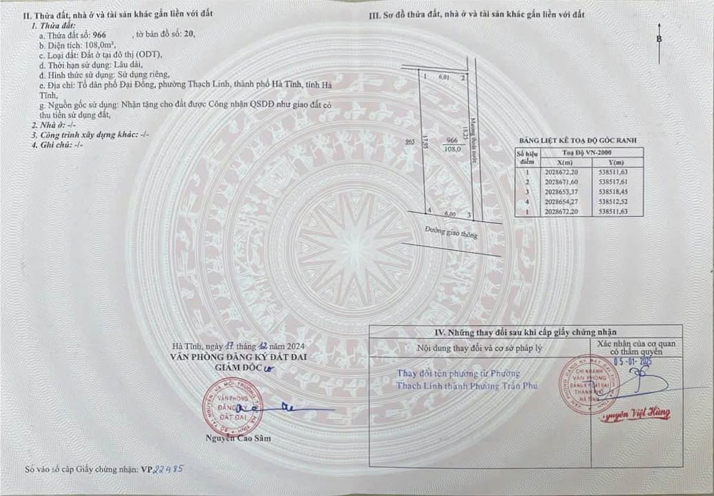 Đất thổ cư Thạch Linh, Hà Tĩnh 108m² giá 1 tỷ - Cơ hội đầu tư tốt!