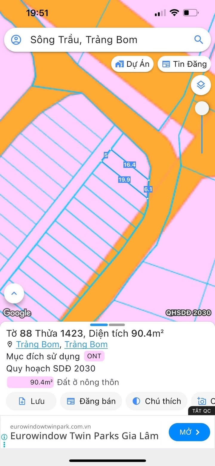 Lô đất Sông Trầu 95m² giá 1.05 tỷ - Đầu tư sinh lời ngay!