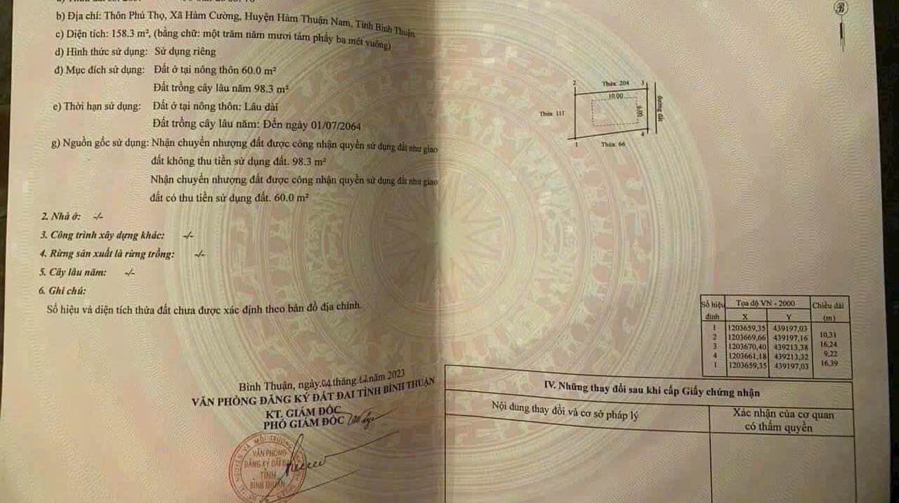 Đất nền 158m² xã Hàm Cường, giá 350 triệu - Cơ hội đầu tư tuyệt vời!