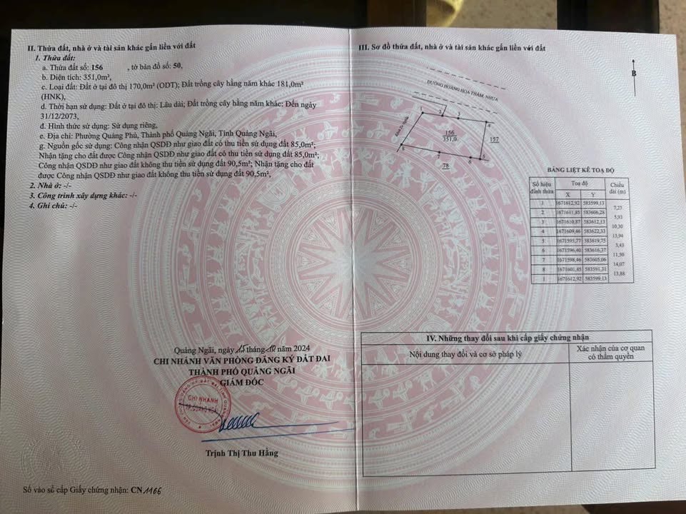 Đất nền Hoàng Hoa Thám, Quảng Ngãi 351m² giá chỉ 5 tỷ - Đầu tư sinh lời ngay!