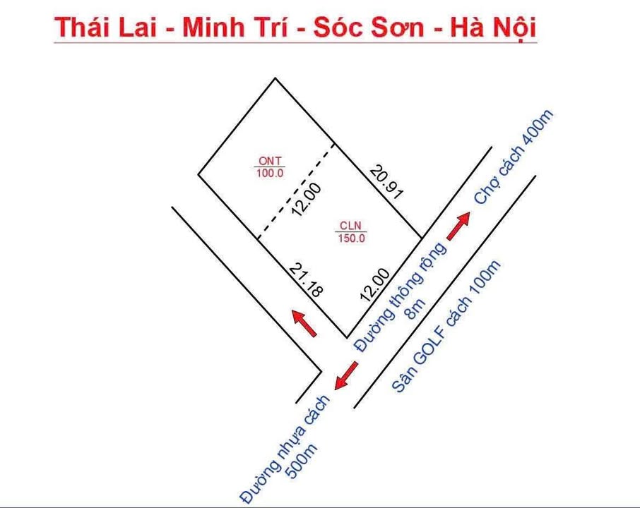 Đất nền Minh Trí Sóc Sơn 250m² giá 3 tỷ - Lô góc 2 mặt tiền thông thoáng!