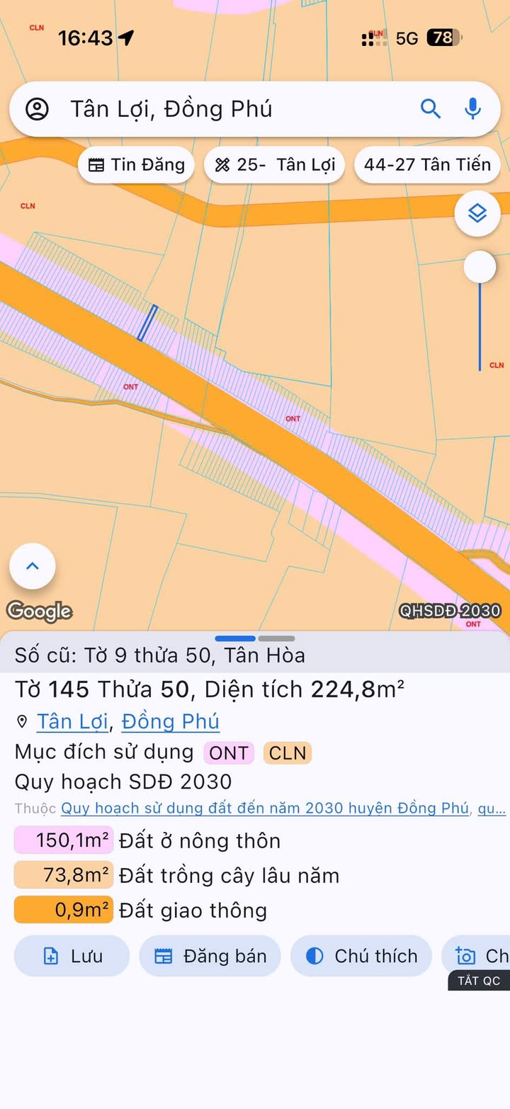 Đất nền Tân Hòa, Đồng Phú 250m² giá 750 triệu - Đất đẹp, cơ hội đầu tư tuyệt vời!