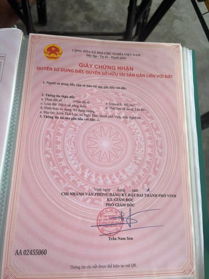 Đất Xóm Thái Lộc, Nghi Thái, TP Vinh 101,3m² giá 1.86 tỷ - Đầu tư sinh lời ngay!