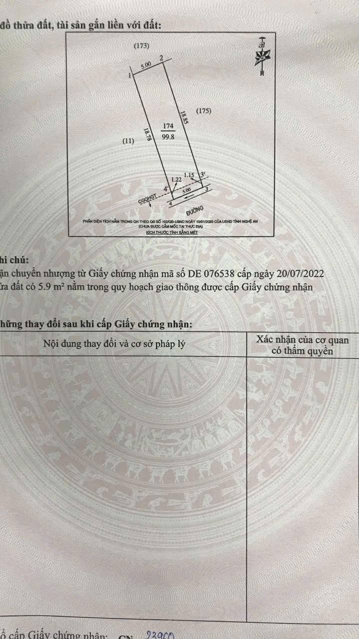 Đất nền Nghi Ân Vinh 99.8m² giá 1.6 tỷ - Sổ đỏ chính chủ, đường rộng 7m!