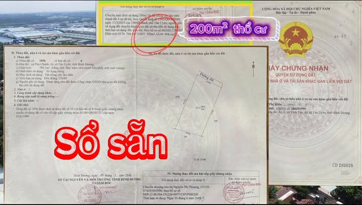 Đất Phú Chánh Tân Uyên 200m² giá 5 tỷ - Sổ hồng riêng, ô tô vào tận nơi!