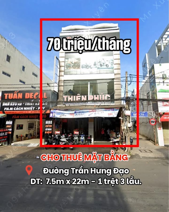 Mặt bằng góc 2 mặt tiền Trần Hưng Đạo, Cần Thơ - Diện tích 165m², giá chỉ 70 triệu/tháng!