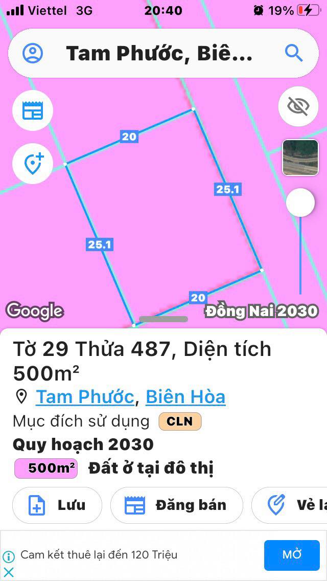 Đất nền chính chủ tại Tam Phước, Biên Hòa 100m² - Giá chỉ 800 triệu!