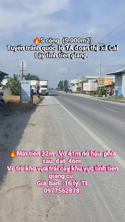Đất nền đẹp tại Cai Lậy, Tiền Giang 50000m² - Mặt tiền 32m, nở hậu 46m!
