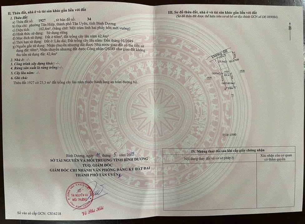 Đất nền Tân Hiệp, Tân Uyên 105m² giá 1.5 tỷ - Đầu tư sinh lời ngay!