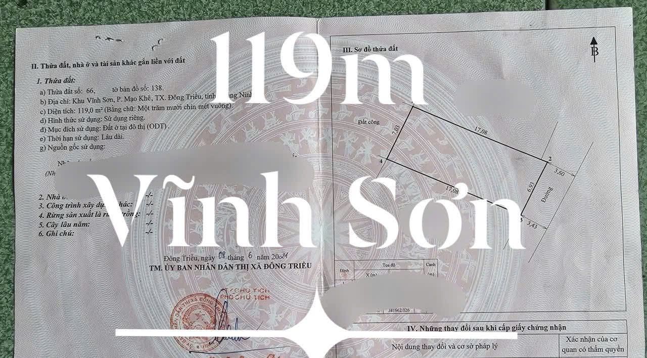 Đất nền Mạo Khê 119m² giá chỉ 600 triệu - Cơ hội đầu tư tuyệt vời!