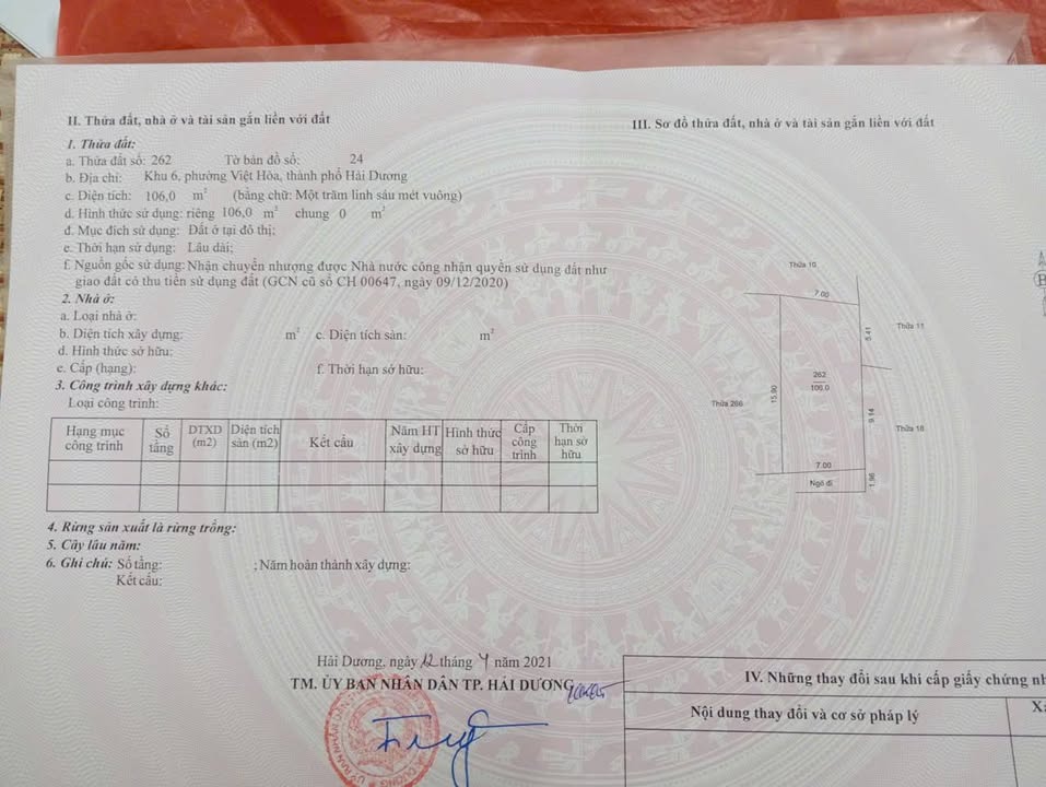 Đất nền khu phố 6, phường Việt Hòa 106m² giá 1 tỷ - Cơ hội đầu tư tuyệt vời!