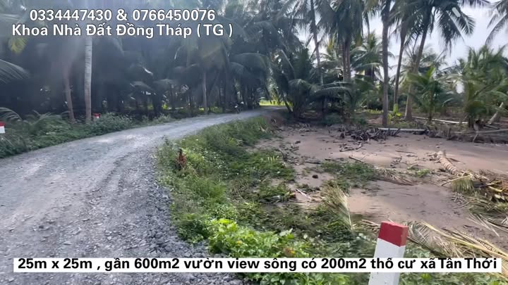 Đất vườn Tân Thới, Tân Phú Đông 500m² giá 950 triệu - View sông Mê Công tuyệt đẹp!