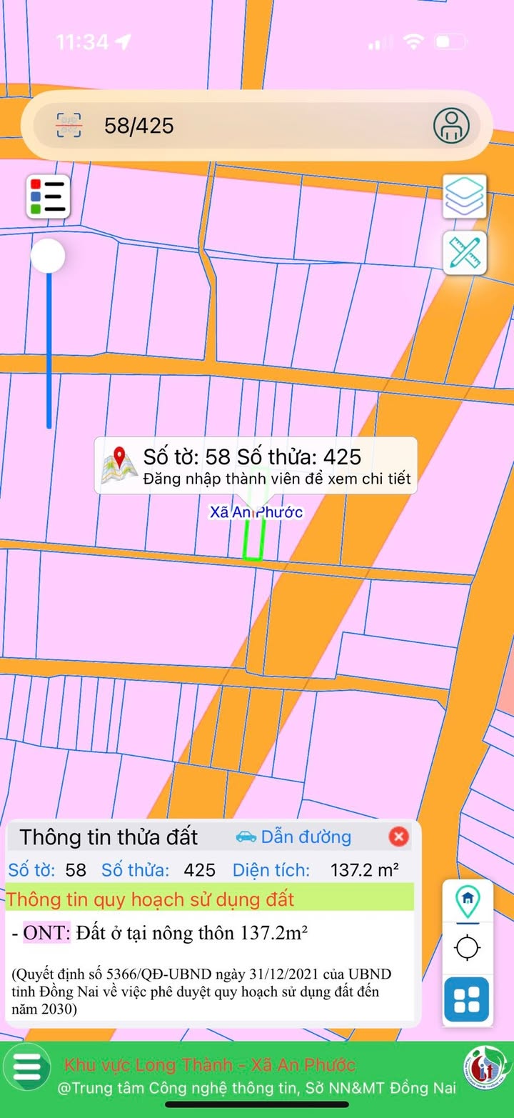 Đất thổ cư 137.5m² xã An Phước, Long Thành - Giá chỉ 2 tỷ, đầu tư sinh lời!