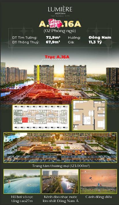 Căn hộ 2PN Lumiere Midtown 72m² giá 11.3 tỷ - Đầu tư sinh lời ngay hôm nay!