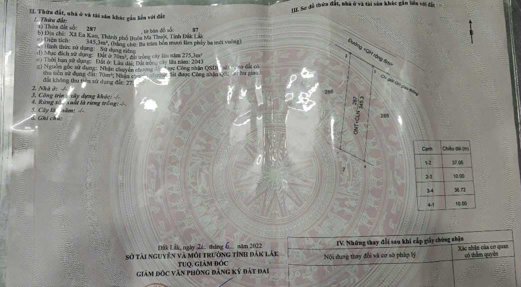 Đất thổ cư 70m² tại phường Ea Kao, Buôn Ma Thuột - Tiềm năng đầu tư cao chỉ 1.85 tỷ!