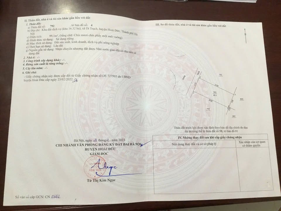 Đất dịch vụ Di Trạch 99.1m² giá 14.174 tỷ - Cơ hội đầu tư tuyệt vời!