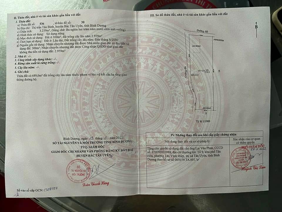 Lô đất Tân Bình Bắc Tân Uyên 3259m² giá 6.25 tỷ - Tiềm năng sinh lời cao!