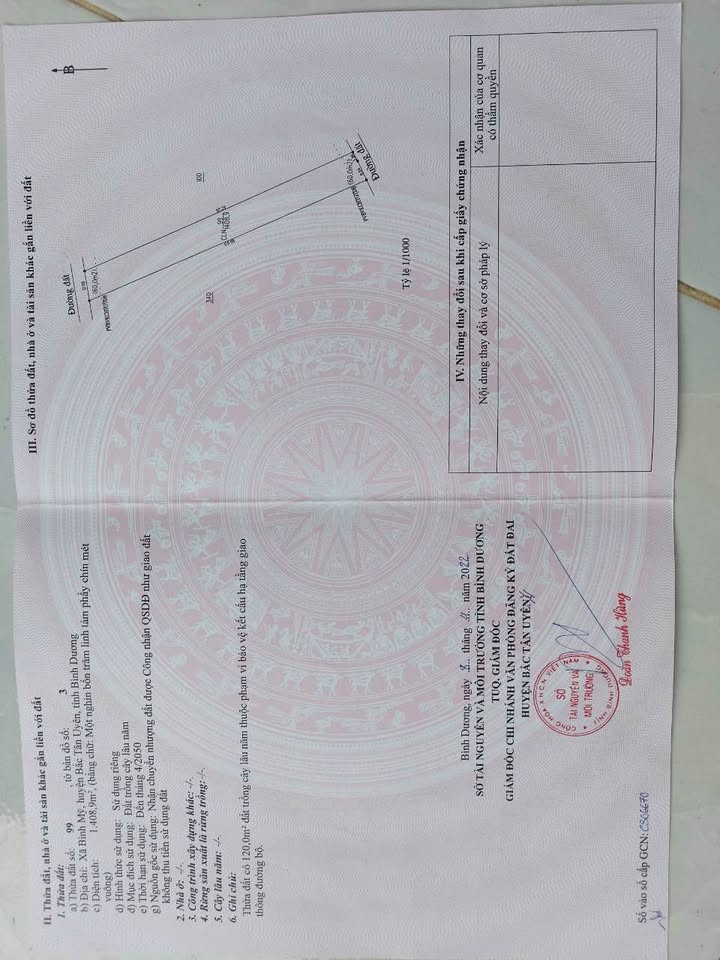 Đất nền Bình Mỹ Bắc Tân Uyên 1440m² giá 1.872 tỷ - Đường thông 2 đầu