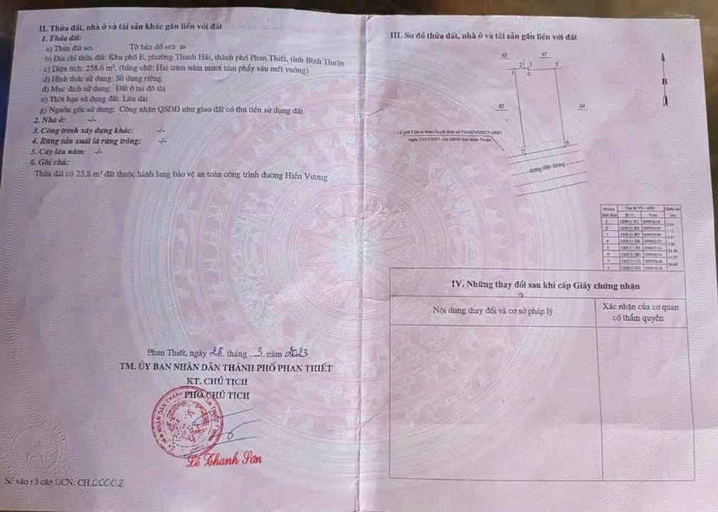 Đất mặt tiền Hiền Vương, Phan Thiết 259m² giá 5.7 tỷ - Vị trí đắc địa gần biển