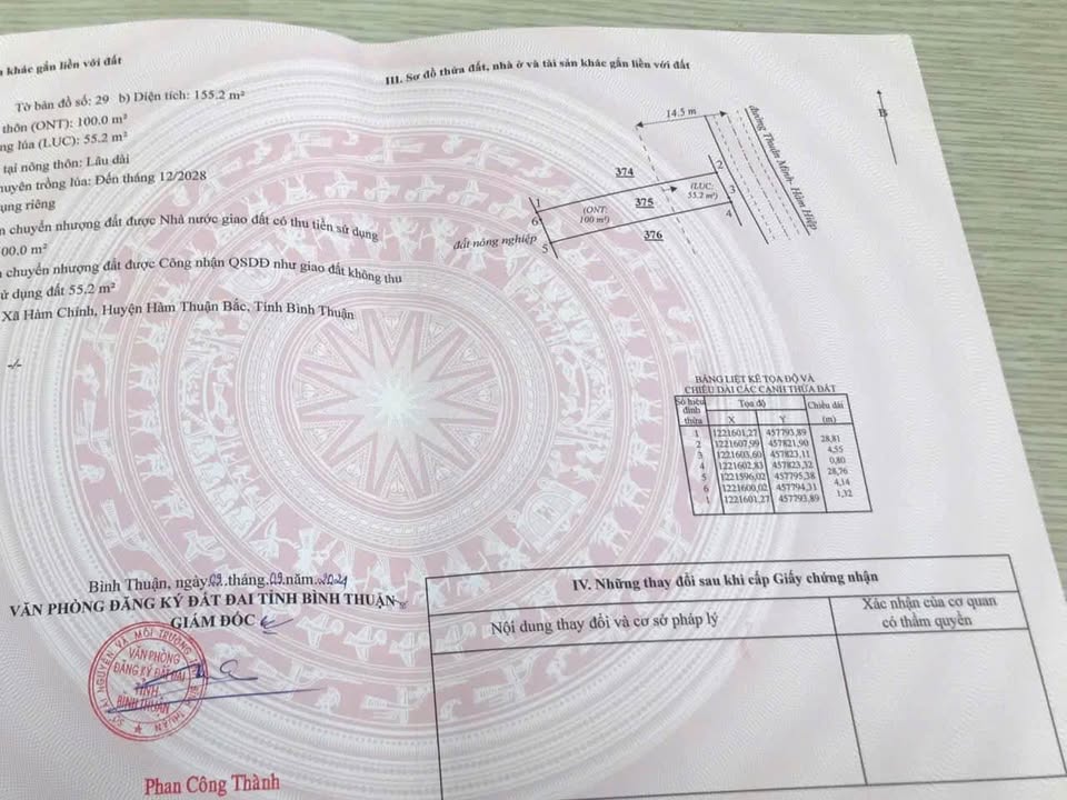 Đất thổ cư 100m² mặt tiền nhựa Hàm Chính giá chỉ 580 triệu