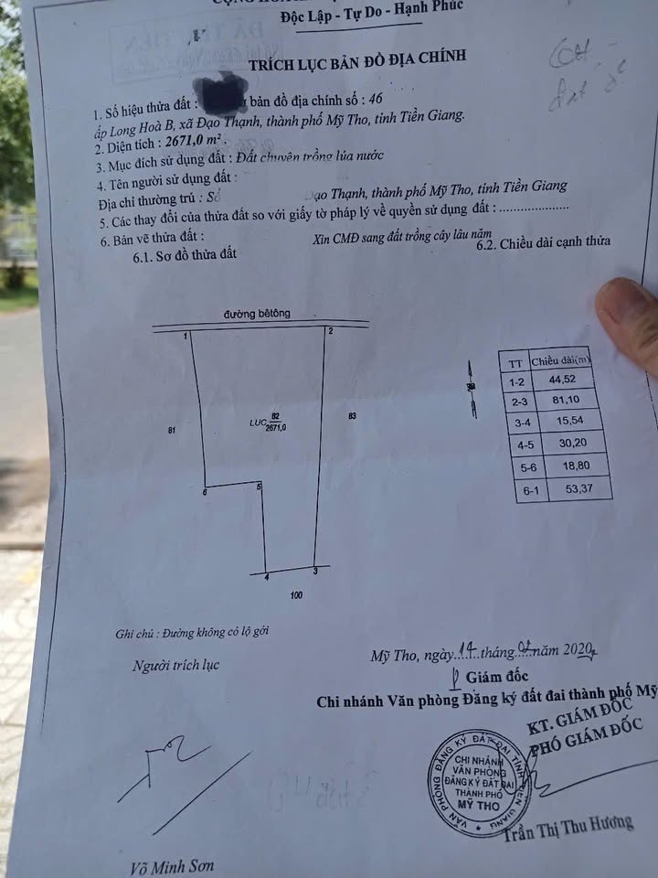Đất nền khu phố Long Hòa B, Mỹ Tho 1000m² giá 3.6 tỷ - Vị trí đắc địa, thuận tiện giao thông!
