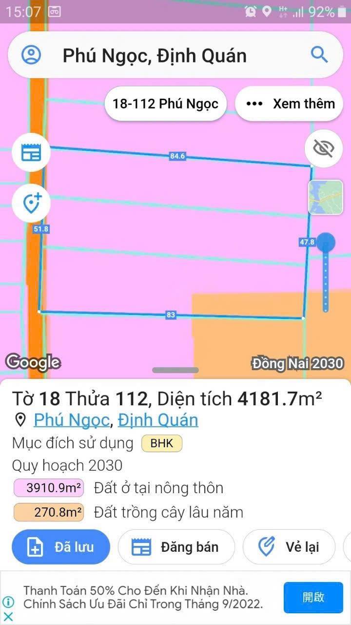 Đất mặt tiền Quốc lộ 20, xã Phú Ngọc, Định Quán, 4181m² - Giá chỉ 8 tỷ có thương lượng!
