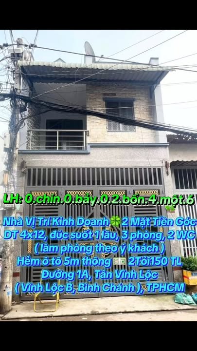 Nhà phố kinh doanh tại Vĩnh Lộc B, Bình Chánh 48m² - Thích hợp đầu tư sinh lời!