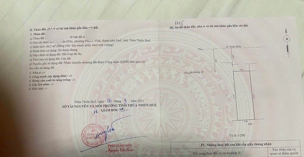 Bán mặt tiền kinh doanh Xuân Diệu, TP Huế 60.5m² - Sổ hồng chính chủ, đầu tư sinh lời!