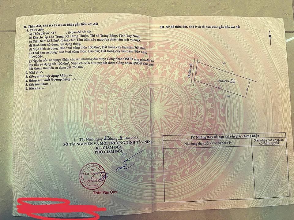 Đất Lộc Hưng, Trảng Bàng 850m² giá 1.65 tỷ - Khu dân cư đông đúc, cơ hội đầu tư hấp dẫn!