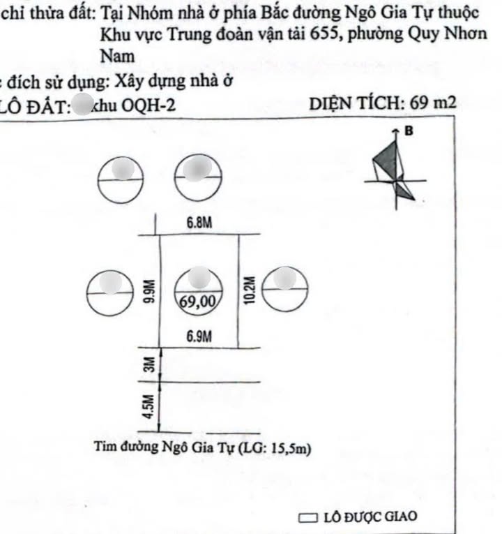 Đất mặt tiền đường Ngô Gia Tự, Quy Nhơn 69m² giá 8.9 tỷ - Vị trí đắc địa gần biển!