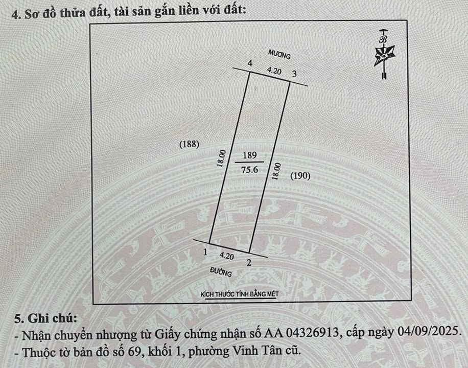 Đất nền Vinh Tân 76m² giá 3 tỷ - Vị trí đẹp, giao thông thuận lợi!