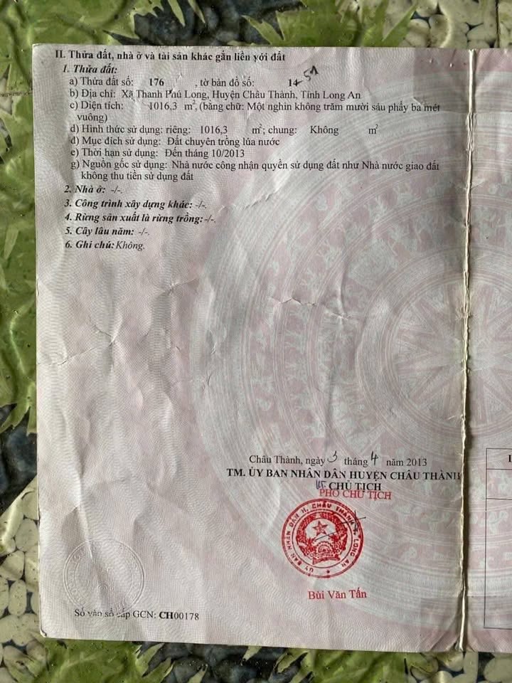 Đất nền 1000m² tại ấp Phú Tây B, Châu Thành, Long An chỉ 180 triệu - Cơ hội đầu tư không thể bỏ lỡ!