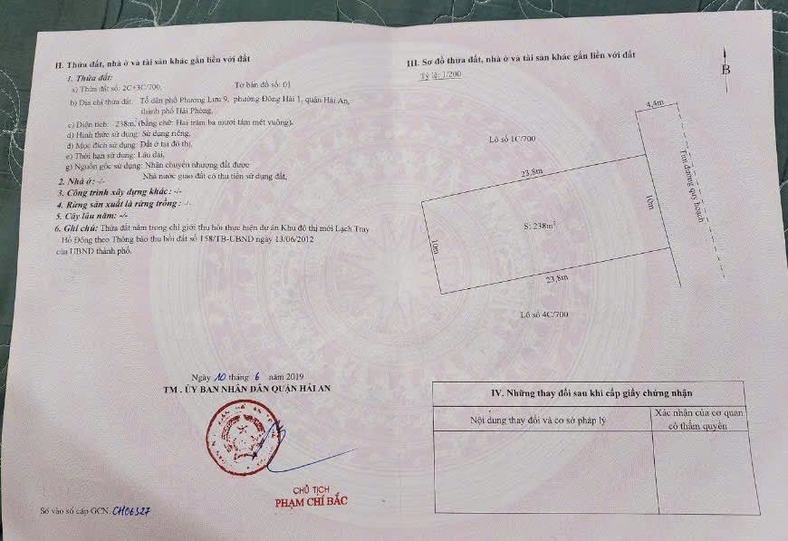 Đất bán tại Đông Hải, Hải Phòng 238m² - Chính chủ, giá tốt!