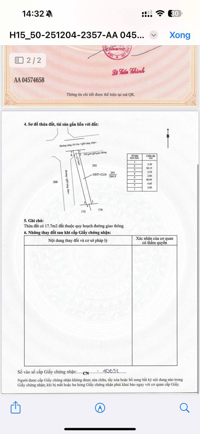 Đất thổ cư Hẻm Chính 171, Hòa Thắng, Đắk Lắk 270m² giá 1.5 tỷ - Sổ đỏ chính chủ!