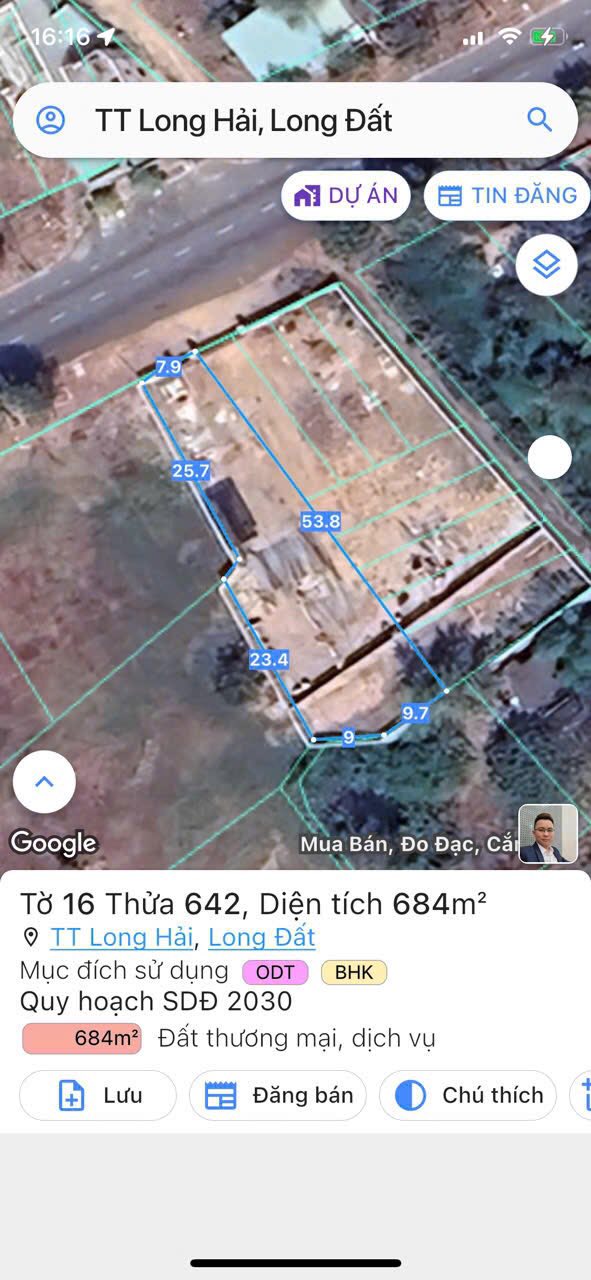 Đất mặt tiền đường Lê Duẩn, Long Hải 684m² giá 10.26 tỷ - Tiềm năng kinh doanh lớn!