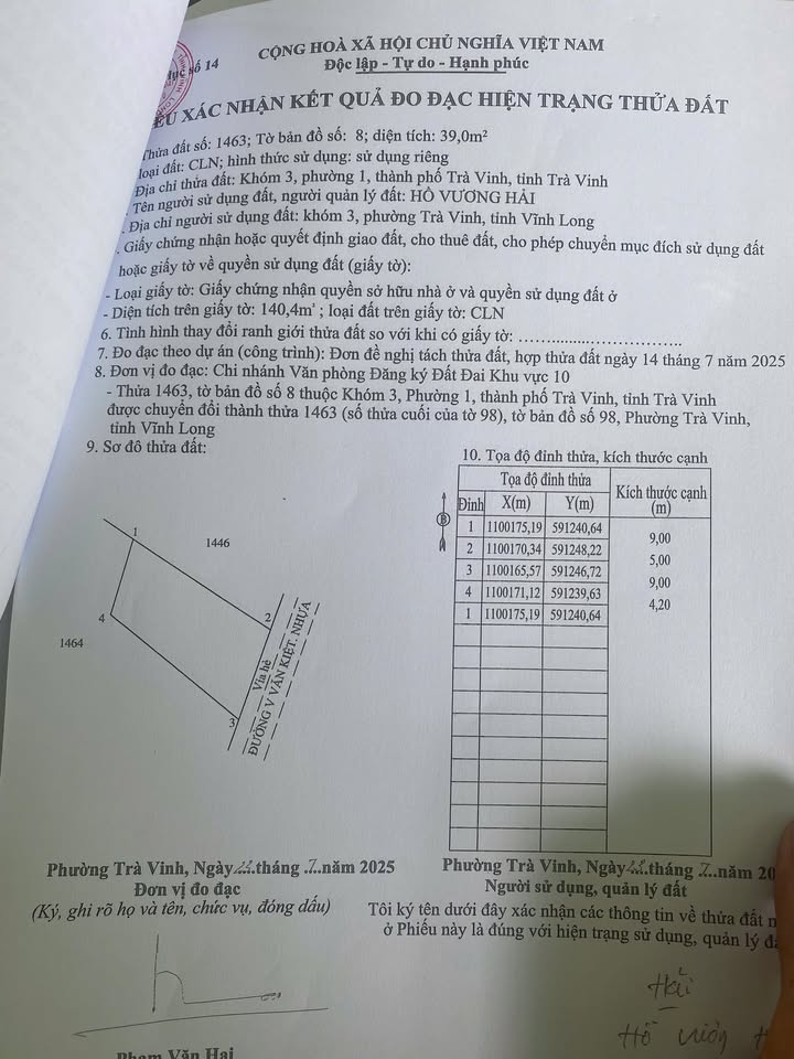 Đất mặt tiền đường Võ Văn Kiệt, phường Trà Vinh 45m² - Giá thương lượng cực tốt!